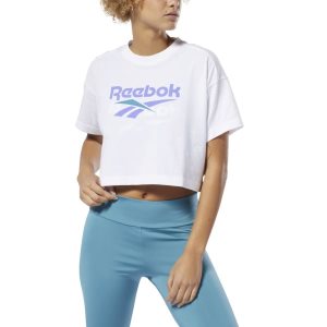 Reebok Classic Vector Cropped T Shirt Damen - Weiß - DE 563-PFH